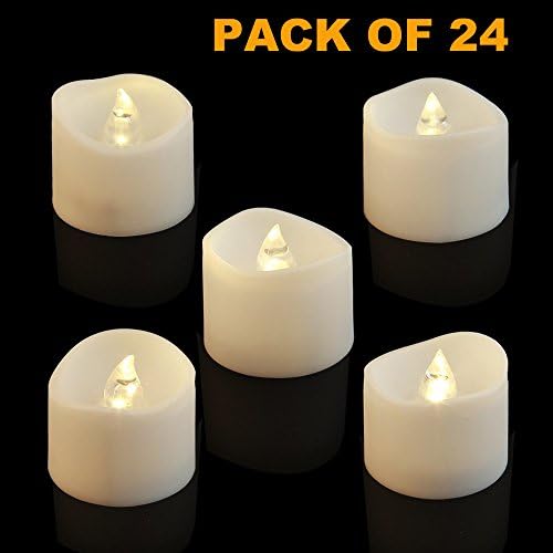 CYLAPEX 24PCS Flameless Candles LED Tea Lights Battery Operated, Realistic and Flickering Tealights Votive Candles, Flameless Tea Lights Fake Electric Candle for Wedding Birthday Party Home Warm White