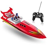 Top Race Remote Control Water Speed Boat, RC Boat for Kids, Perfect Toy for Pools and Lakes 8 Mph (Red)