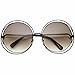 zeroUV Women's Oversized Full Metal Wire Frame Glamour Round Sunglasses (Black Lavender)