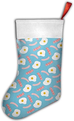 Simple Breakfast Eggs Bacon Sausage Christmas Stocking Holders Red Needlepoint Personalized Gifts Decorate Toys