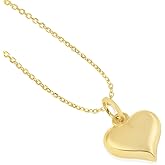 JULIETTE COLLECTION 14K Yellow Gold Puffed Heart Pendant Chain Necklaces for Women - Assorted Designs and Sizes
