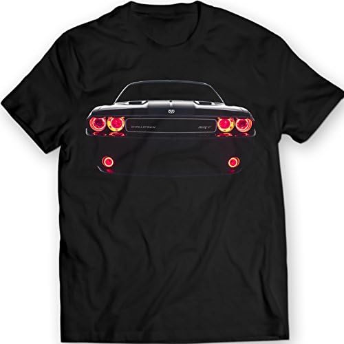 Dodge Challenger SRT Led Headlights Muscle Racing Car T-shirt 100% Cotton (M, Black)