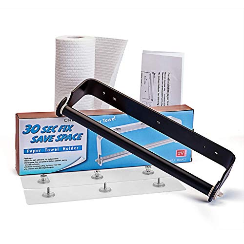 ORLESS Adhesive Paper Towel Holder Under Cabinet & Wall Mount, No Drilling Suitable for Kitchen Bathroom - Black - Thumbnail 6