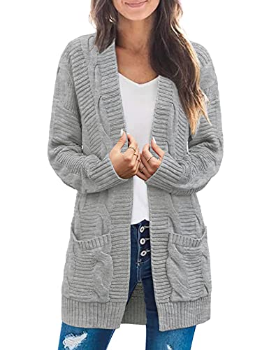 MEROKEETY Cable Knit Cardigan Sweater