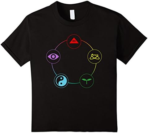 unisex-child PD Symbols Rainbow Colors T-Shirt 10 Black