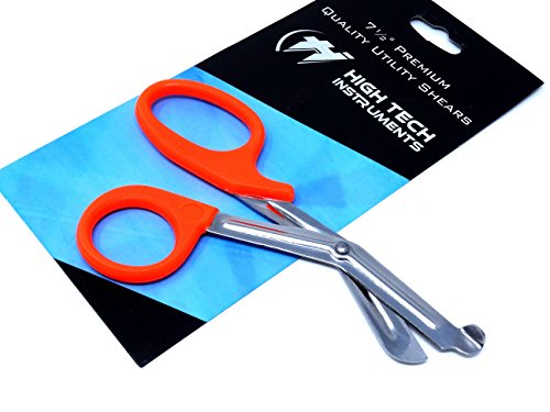 3 PCS ( BLACK & YELLOW & ORANGE ) PARAMEDIC UTILITY BANDAGE TRAUMA EMT EMS SHEARS SCISSORS 7.25 INCH STAINLESS STEEL ( HTI BRAND) - Thumbnail 4