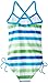 Kanu Surf Girls' Layla Beach Sport Banded 1 Piece Swimsuit, Sassy Blue Stripe, 5