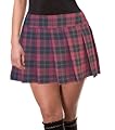 Burgundy and Black Schoolgirl Tartan Plaid Pleated Plus Size Mini Skirt Barossa