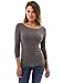 PattyBoutik Women Boat Neck Raglan 3/4 Sleeve Blouse (Heather Gray Small)