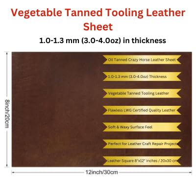 A+ Vegetable-Tanned Whole Grain INDIAN BOVINE | Thickness 0.8-1.0MM Thin Firm Temper Soft Leather |Size 8
