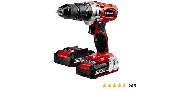 Einhell Taladro de impacto sin cable TE-CD 18/2 Li-i Set (18 V, Li-Ion,  portabrocas de 13 mm, velocidad de giro 0-1250 min-1, incl. 2 baterías de  1,5 Ah, cargador rápido y bolsa