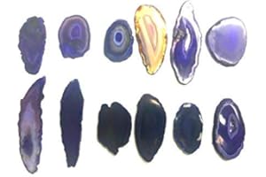 ZENTRON CRYSTAL COLLECTION Zentron Crystals Colorful Set of 12 Polished Agate Slices in Velvet Bag (Purple)