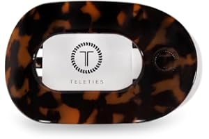 TELETIES - Small Flat Round Clip - Strong Grip, Bendable Teeth, Comfortable Curved Design - For Lying Down, Yoga, Driving & More - Ideal for Thin-Medium Hair - For All Hair Textures - Tortoise