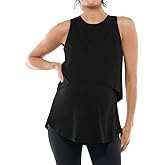 ZDC Women's Maternity Nursing Tank Tops Sleeveless Double Layer Breastfeeding Shirts Summer Pregnancy Clothes