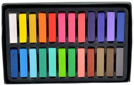 ImagineLife 24 Colors Hair Chalk Set Non-Toxic Rainbow Blendable Pastels Temporary Edge Chalkers - Lasts up to 3 Days, No Mess
