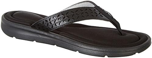 Brisas Womens Zoe Cushioned Flip Flops 7 Black/Black