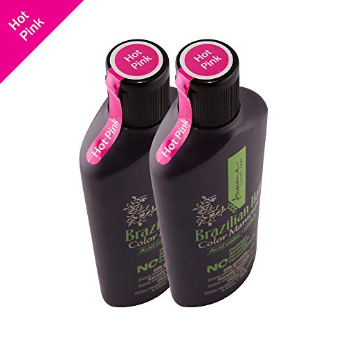 Awesome Brazilian Hair Color Manicure with Free Stain Remover - Acid Color pH3.5, No Damage, No Ammonia, No Peroxide, No Formaldehyde, Keratin Protein, 3.53 Oz. (Pack of 2) (Hot Pink)