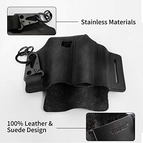 WILNARA Leather EDC Holster Multitool Sheath for Belt, Tactical Pen