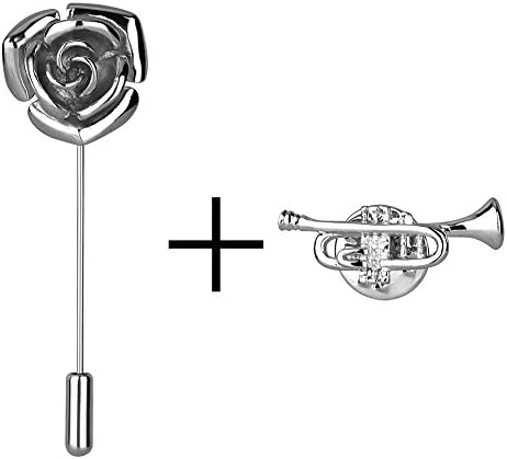 CUFMS 2 Pcs Set Solid Brass Exquisite Classic Lapel Pin, Stick Brooch Pin Badge for Men, Silver