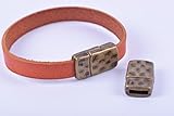 KONMAY 5 Sets 10.0x2.0mm Antique Brass Dotted Strong Magnetic Clasp For Flat Leather Cord