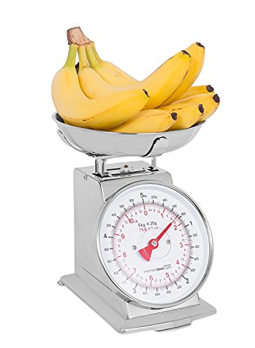 Internet's Best Mechanical Kitchen Food Weight Scale with Bowl - Accurate Measurements - Classic - Weighs Up 11 Lbs - 5KG - Stainless Steel