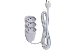 Force Line - Extensão Slim 3 Tomadas Tripolar Bivolt 3 Metros Branco