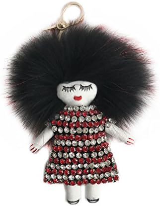 Cartoon Crystal Tchi Tchi Keychain Dolls Real Fur Raccoon Keyring Bag Charm