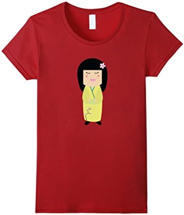 Women's kokeshi doll - japanese and kimono Shirt Medium Cranberry