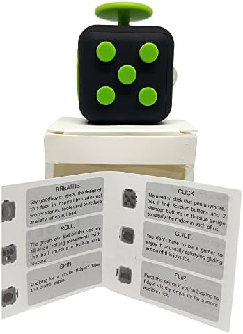 Fidget Box Anxiety &amp; Stress Release Toy - Fidget Box To Express Hyperactivity, Calm Down, Increase Focus - Fidget Cube ADHD Clicker Toy For Children &amp; Adults- Green/Black