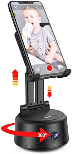 Smart Tracking Holder NO APP Required 360°Rotation Auto Face Tracking Selfie Stick, Cell Phone Foldable Stand & Android Mobile Mount Tripod for Desk/ Live Stream/Vlogging/Podcasting