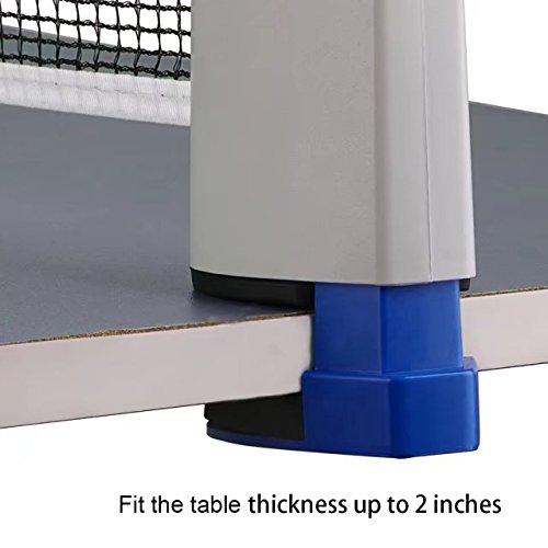 Toudorp 60 inches Retractable Table Tennis Net and Post Set, Outdoor Equipment Ping Pong Replacement Accessory with 2-Pack Palms Protector Gray-Black