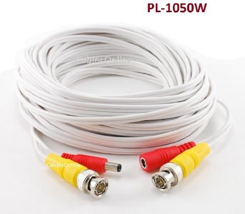 Amazon Com Cablesonline 50ft Cctv Bnc Security Camera Cable With Dc Male Female Power Connectors White Pl 1050w Surveillance Camera Cables Camera Photo