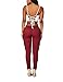 OLUOLIN Womens Solid Color Stretch Drawstring Skinny Pants Cargo Joggers burgundy L