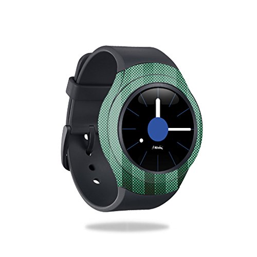 MightySkins Skin Compatible with Samsung Gear S2 3G Smart Watch Cover wrap Sticker Skins Green Lines