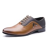 Rainlin Men's Classic Pointed Toe Lace up Dress Oxford Shoes Yellow US 9.5