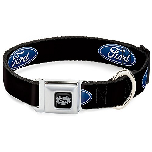 Buckle-Down Seatbelt Buckle Dog Collar - Ford Oval Logo Repeat - 1.5