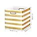 BAIST Fabric Storage Cubes,Fancy Big Collapsible Linen Bed Drawer Storage Baskets Bins Organizers for Playroom Books Toys School Days 4-Pack,White Stripe 11 * 11in