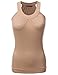Doublju Women's Slim Fit U-line Halter Neck Slub Tank Top