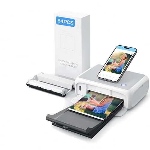 Impresora fotográfica instantánea de 54 Hojas (4 x 6 Pulgadas), Compatible con conexión WiFi, Aplicaciones Creativas de edición de Fotos, para Smartphones iOS/Android