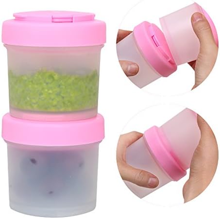 COOLROAD Food Storage Container Set - Leak Proof | Easy Snap Lock Lid with Spoon | Yogurt Maker | Airtight BPA Free Clear Plastic Container for Kitchen - 2 Set 17 oz