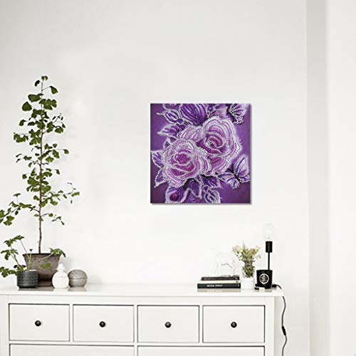 New Arrival!DEESEE(TM)Rose Special Shaped Diamond Painting DIY 5D Partial Drill Cross Stitch Kits Crystal Rhinestone of Picture Serial Diamond Embroidery Arts Craft (B)