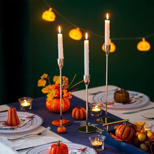 NEOROSVIKA Juego de 6 Candelabros para Velas, Vintage Cónicas Portavelas de Metal Alto, Candelabros Decorativos de Diferentes Alturas, se Adapta a Velas de 3/4 Pulgadas de Grosor (Oro)