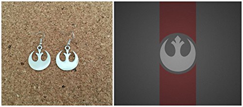 Star Wars Silvertone Rebel Logo Dangle Earrings with Gift Box