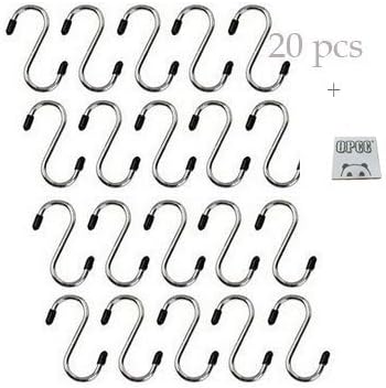 OPCC 1PCS Opcc Sticky Notes +20 PCS Stainless Steel Silver Color Extra Small Size Heavy-duty Steel S-hooks for Plants, Gardening Tools, black Enamel Coated Metal, Holds up to 40 Lbs. Includes Installation Hardware Designed for Any Kitchen