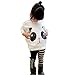 chinatera 2Pcs Kids Little Girls Cartoon Outfits Panda Coat Top + Striped Pants (for 5-6Y)