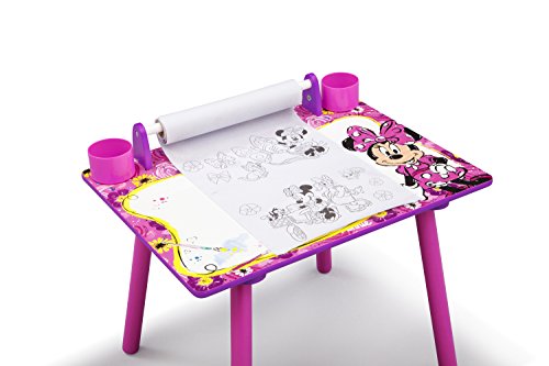 Disney Minnie Mouse Art Desk with Dry-Erase Tabletop and Color Book Paper Roll | Pricepulse