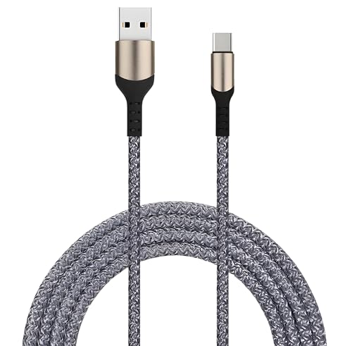 ✦ CIZMI USB-A To USB-C Home & Car Cable, Long 2 m | 15W 5V 3A Fast Charger | USB 2.0 480Mbps | Compatible with iPhone 17/16/15, Samsung Galaxy, Laptops, Cars, Chargers, PC & More| Grey, 2m, Braided