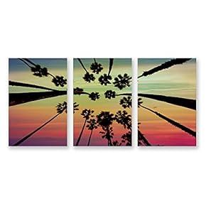 3 Panel Canvas Wall Art The Palm Trees Pictures Home Wall Decorations for Bedroom Living Room Paintings Canvas Prints Framed - 16"x24" x 3 Panels
