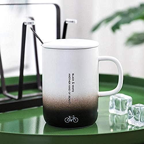 プレゼント 100 品質保証 激安超特価 カップ Bkhq おしゃれ シンプル 正規品送料無料 家電 カメラ おしゃれ ホビー 実用 スプーンカップル自転車で蓋付きカップギフト事務カップ黒と白を飲むお茶コーヒーカップ Zxyan 新作製品 世界最高品質人気 贈り物