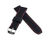 Sanwa 22mm Black and Red Genuine Silicone Watch Band Universal Strap Waterproof Sport